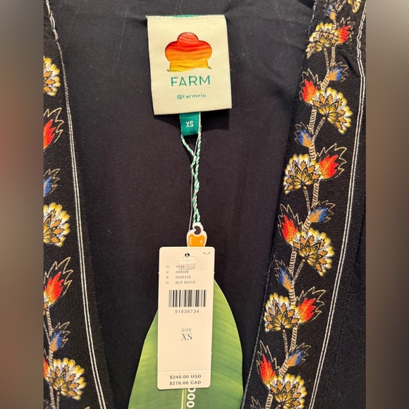 FARM RIO NWT Black Maxi Floral Lenzing Ecovero Viscose Wrap Mini Dress XS - Picture 6 of 10